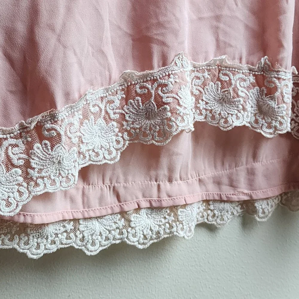 Tobi Pink Open Sleeve Lace Blouse Size Medium